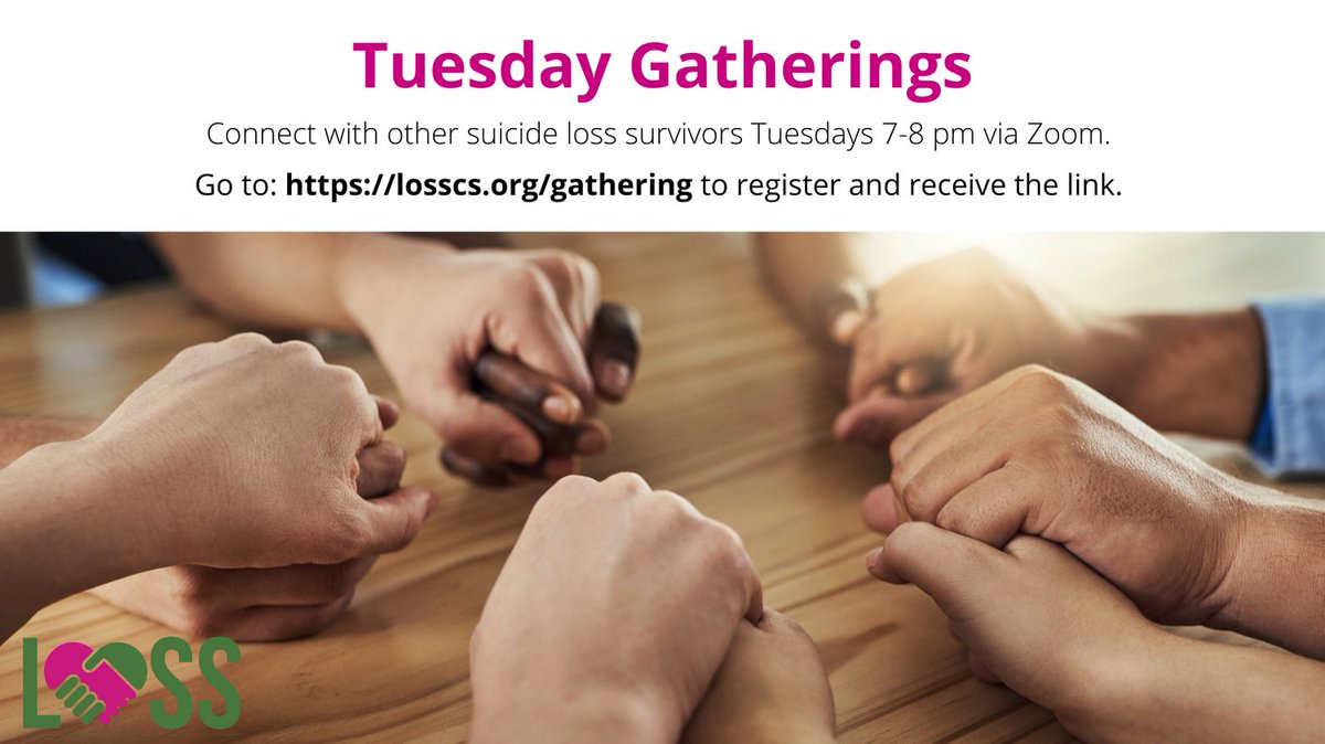 LOSS_CS_'s tweet image. Join us tonight for a Gathering, a support group for suicide loss survivors to share in a safe space without judgment. Tonight’s discussion is “Labyrinths.” Visit our website for a link good all year: losscs.org/gathering #SupportGroup #SuicideLoss #SuicidePostvention #LossCS