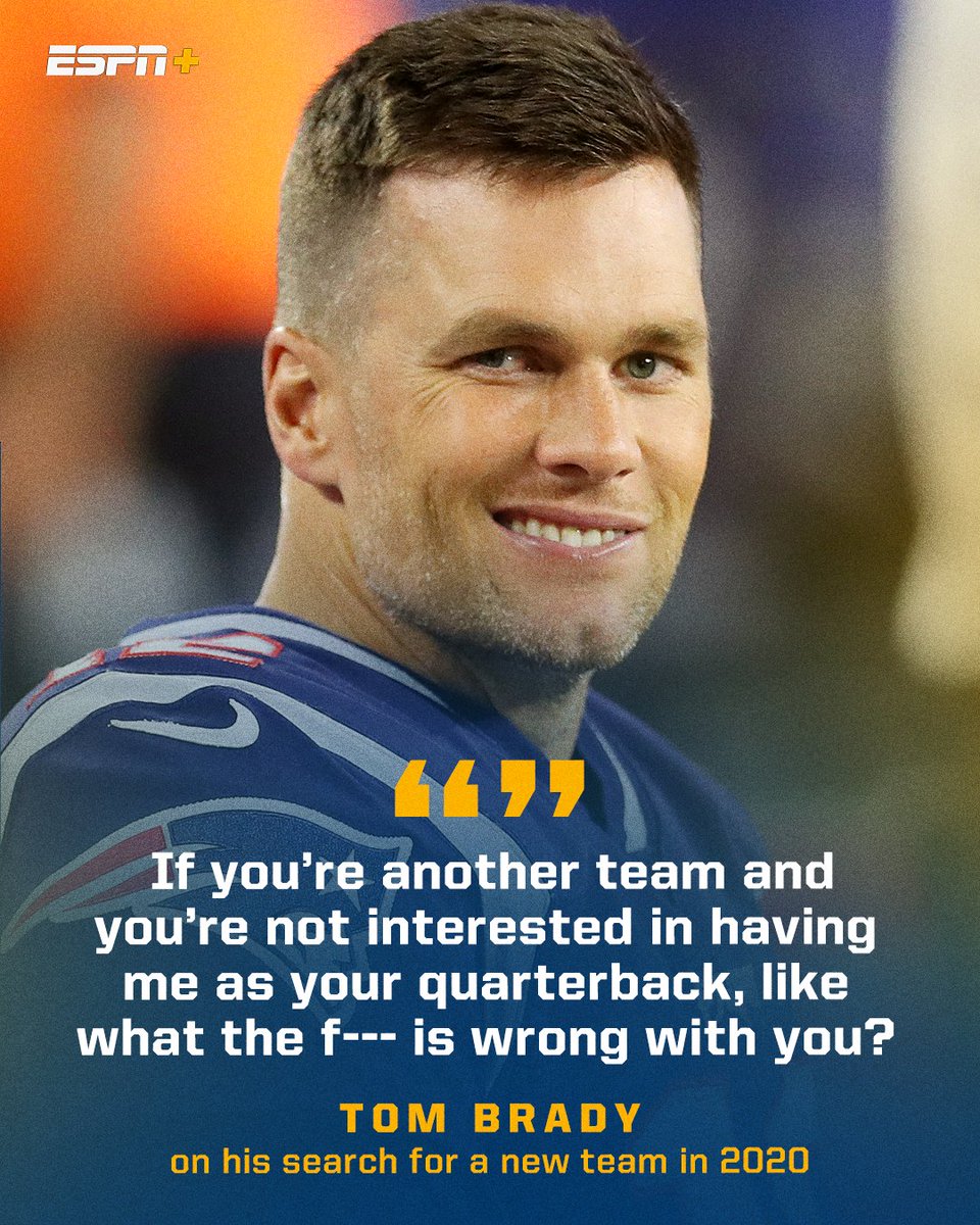 espn's tweet image. .@TomBrady was feeling confident after leaving the Patriots 👀