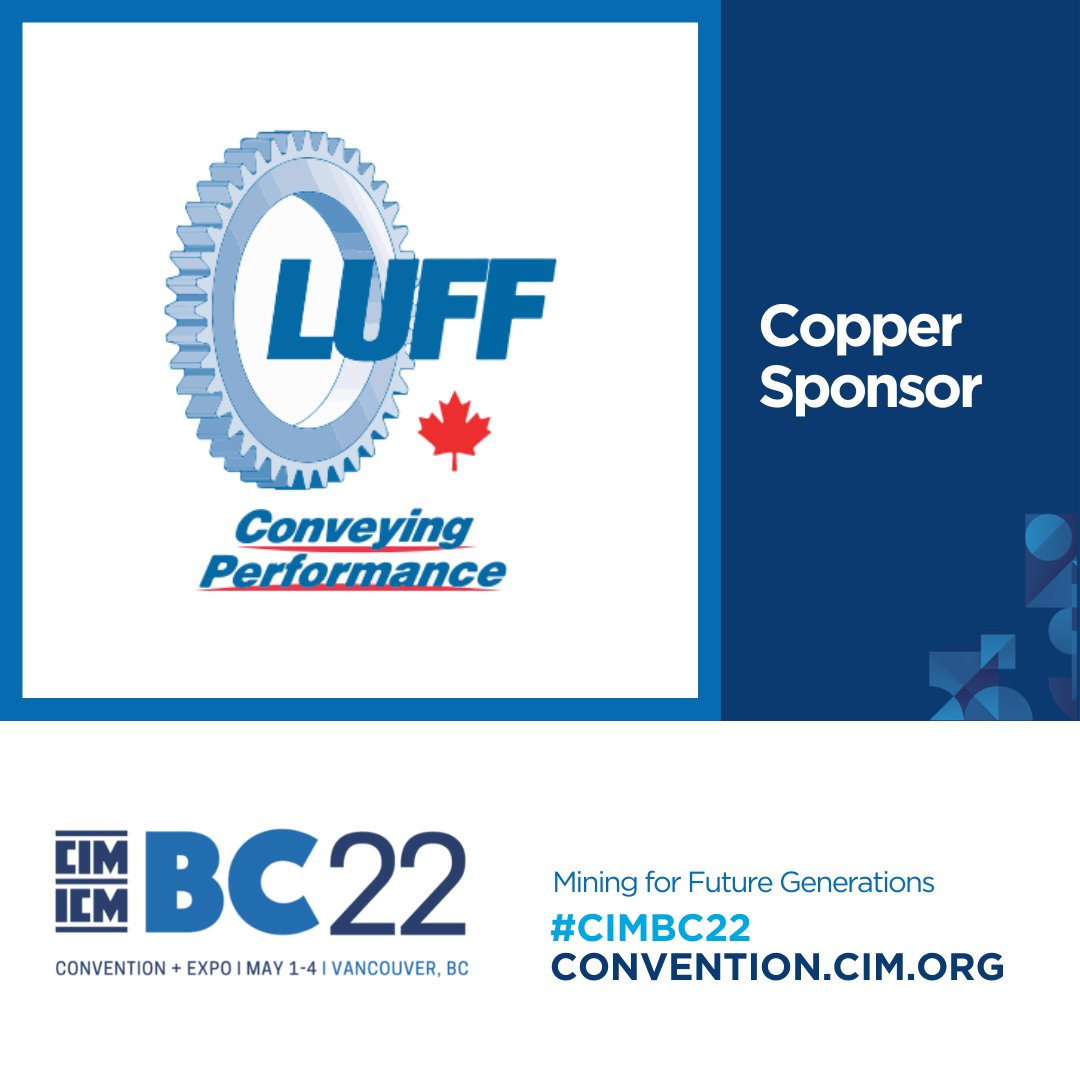 We'd like to thank our #CIMBC22 Copper sponsor <a href="/luffindustries/">Luff Industries</a>. Luff Industries manufactures quality conveyor components, including idlers with patented polymer endcaps and pulleys with an industry-leading rim thickness, for an international market. More: convention.cim.org/2022/en/sponso…