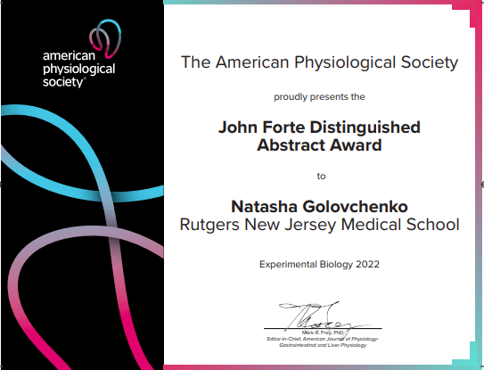 ajpgi's tweet photo. 👏📣#ajpgi would like to congratulate Ms. Natasha Golovchenko on being one of the recipients of the John Forte Abstract Award!
@nbgolovchenko #APSatEB https://t.co/lc07q7uK3J