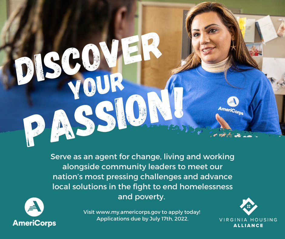 The VHA AmeriCorps VISTA program is a great way to discover your passion while serving your community! To read more about our VISTA openings and how to apply, visit ow.ly/t1rg50ISuWq. @APAH_org <a href="/AHCInc/">Affordable Homes & Communities</a> @AHDCHousing <a href="/MaggieWalkerCLT/">Maggie Walker CLT</a> <a href="/VCDC_US/">VCDC</a> <a href="/WytheHOPE/">Open Door Community</a> <a href="/SCDHC804/">SCDHC</a> <a href="/RRRegion/">RRRC (PD9)</a>