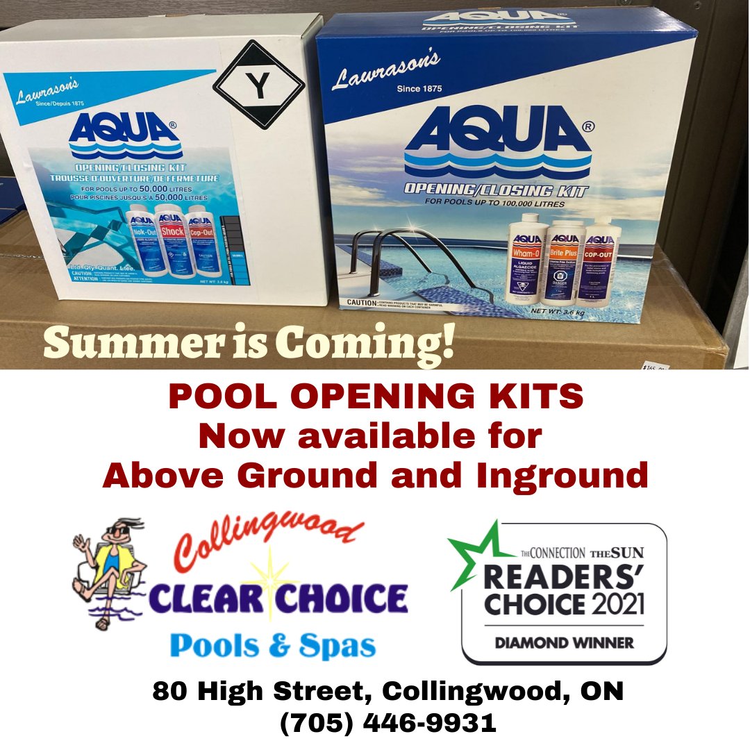 clearchoicecwd's tweet image. Summer is coming!  Get ready to open your pool with our Lawrason's Pool Opening Kits. Visit us at 80 High St, Collingwood and pick up yours early.  We carry kits for both inground and above-ground pools. #PoolKits #LawrasonPoolKits#CollingwoodClearChoice #PoolCareProducts