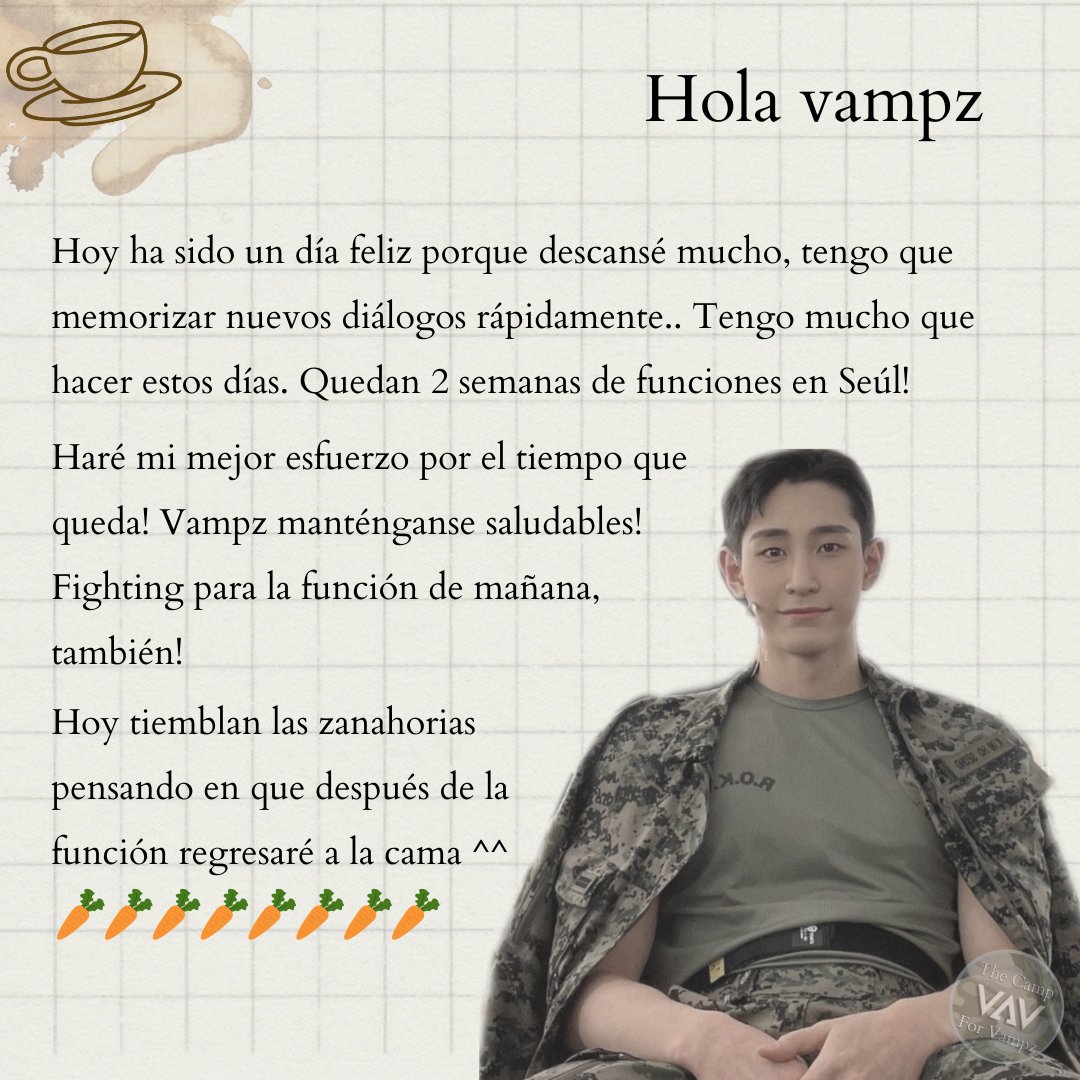 CampforVampz's tweet photo. Carta de Lou en Fancafe en español 💕 22-04-26 💕🥕🥕
@twt_VAV @VAV_official @VavCash

#VAV #vampz #브이에이브이 #뱀즈 #lou #로우 https://t.co/NJ6xJhvWe1
