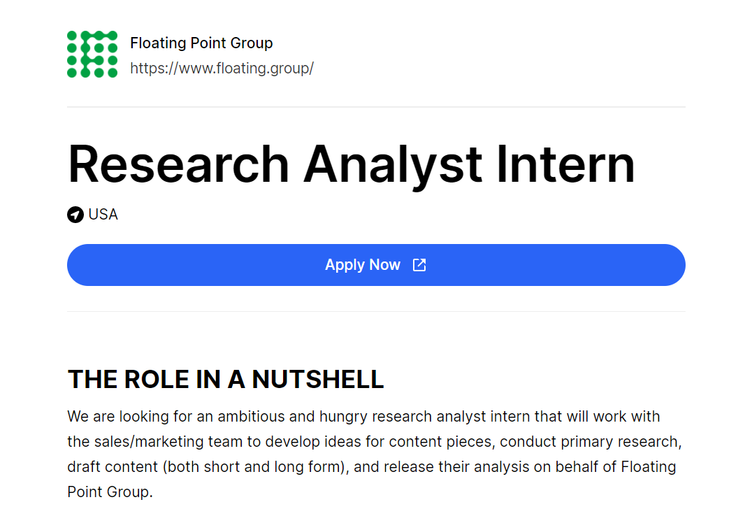 web3internships's tweet image. Research Analyst Intern
@fpgcrypto
🌍USA
👉web3internships.com/info/research-…
#web3 #internship