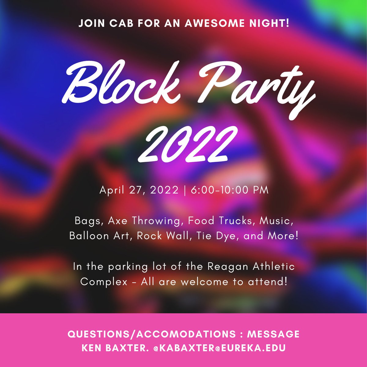 LifeEureka's tweet photo. YOU ARE INVITED!  We'd love to see you at our Annual Block Party TOMORROW night 6-10pm at the Reagan Gym! https://t.co/DHLMaRSvtK