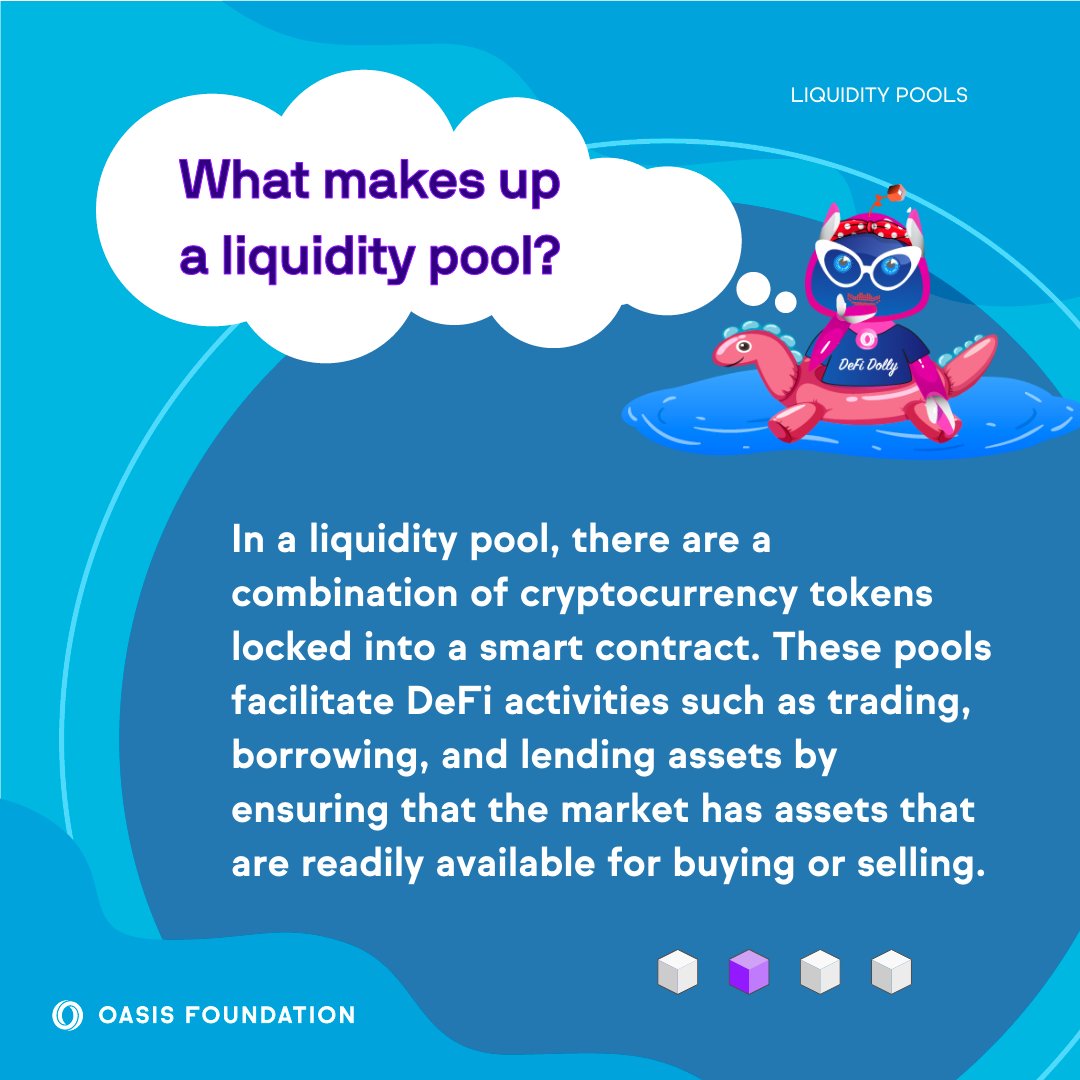 OasisProtocol's tweet photo. We’re excited to introduce DeFi Dolly: Your favorite tutor for everything web3 and DeFi! 🤖

Every Tuesday, DeFi Dolly will share a new educational lesson on Decentralized Finance and web3, and the best students will have the chance to win big!

🫧 Lesson 1: Liquidity Pools 🫧