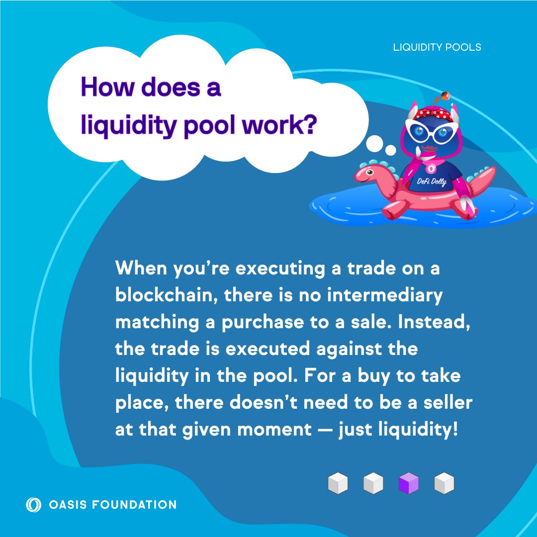OasisProtocol's tweet photo. We’re excited to introduce DeFi Dolly: Your favorite tutor for everything web3 and DeFi! 🤖

Every Tuesday, DeFi Dolly will share a new educational lesson on Decentralized Finance and web3, and the best students will have the chance to win big!

🫧 Lesson 1: Liquidity Pools 🫧