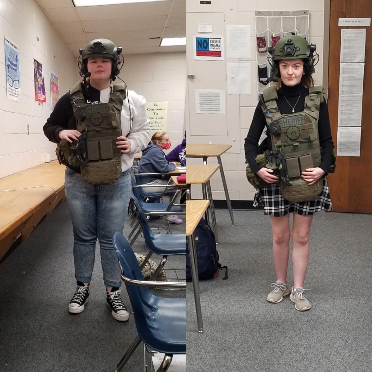 Criminal Justice 2 students learning about the <a href="/BoCoSheriff/">Botetourt County Sheriff</a> Emergency Response Team. A big thank you to the Botetourt County Sheriffs Office for your help! #ctebtec #criminaljustice #emergencyresponse #teamwork #partnership #handsonlearning