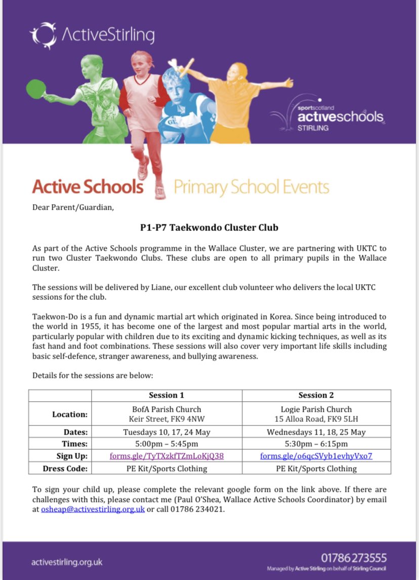 oshea_ASC's tweet photo. Super excited to have our first ‘Cluster Club’ since the pandemic, run in partnership with @UKTCtaekwondo Stirling! 🥋

All information is on the flier. To sign up, click the links below:
Tuesday - https://t.co/ODElSM1Ebk
Wednesday - https://t.co/l0XNHbaNPY

#ActiveSchools https://t.co/uE21mFozmJ