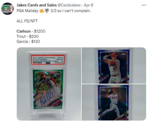 WatchTheBreaks's tweet photo. Wait... man literally bid up his own card on Probstein and then complained how low it went??? #CollectFail https://t.co/1Os2Ic2u8a