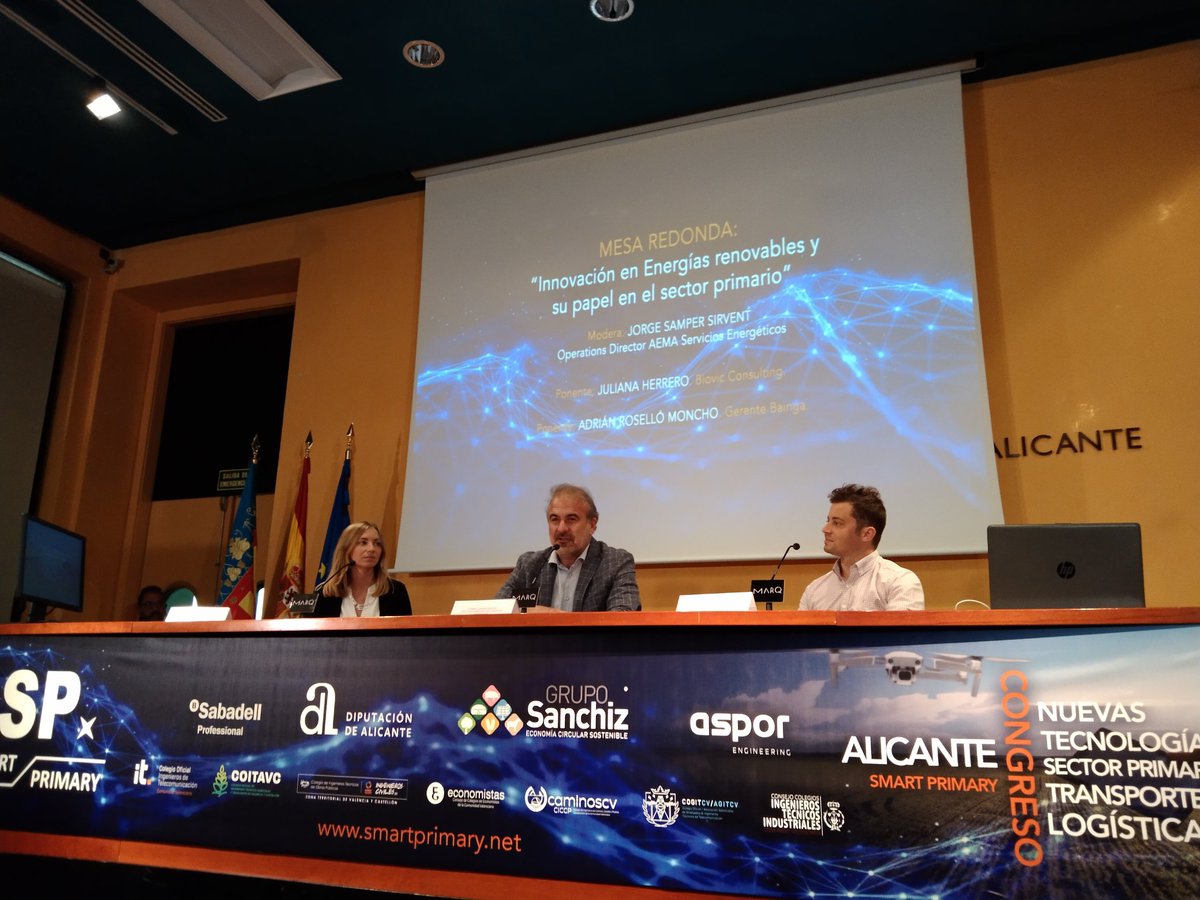 Jorge Samper de AEMA, modera la  mesa 7 del #SP22 sobre el papel de la innovación en las energías renovables en el sector primario con Juliana Herrero de Biovic Consulting y Adrián Roselló de Bainga
<a href="/marqalicante/">MARQ Alicante</a>
#alicanteinnovación #tecnología #digitalizacion #sectorprimario