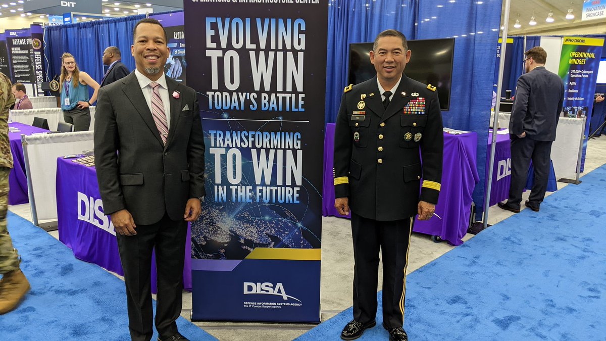 DonMeansJr's tweet photo. Thanks for stopping by the Operations &amp; Infrastructure booth @AFCEACyber @GarrettYee. 

See our schedule of Field Commanders, Technical Directors and Senior Enlisted Leaders who are onsite to answer your questions https://t.co/w8daTBrMzp https://t.co/38t9l3Atzs
