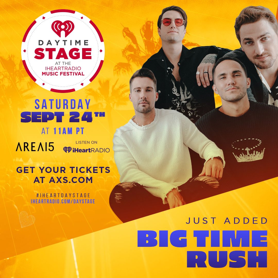 INFO | O Big Time Rush irá se apresentar no #iHeartDayStage 2022!

O evento irá acontecer dia 24 de setembro às 12 da tarde no horário de Brasília.