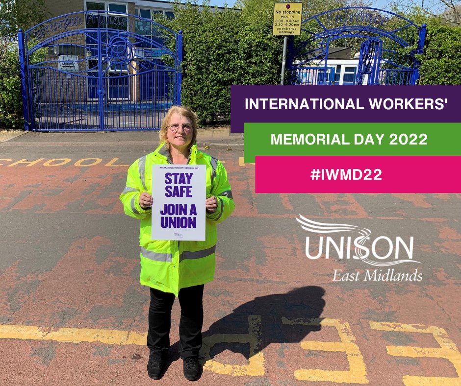 Ahead of International Workers' Memorial Day on Thursday, we're paying tribute to members who keep us safe every day. Sandra Patterson is Chair of UNISON's Health, Safety and Welfare Committee. She also makes sure that Nottingham's children get to school safely. #IWMD22