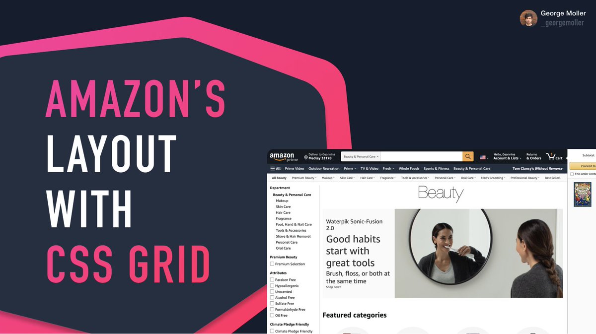 _georgemoller's tweet image. Let&apos;s build Amazon&apos;s layout using CSS Grid.

🧵 Thread 👇