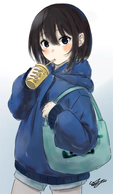 最近絵を描けてないので授業中に描いた落書きあげときます('ー`)#オリジナル 