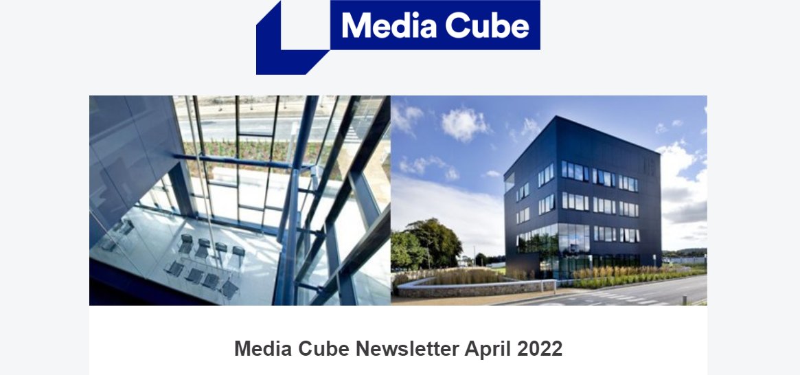 MediaCubeIADT's tweet photo. We are delighted to share the IADT Media Cube April 2022 newsletter, hot off the press. Enjoy the read https://t.co/aWIIBzDvJA #startuptips #startup #mediacube https://t.co/zat9BryN2J
