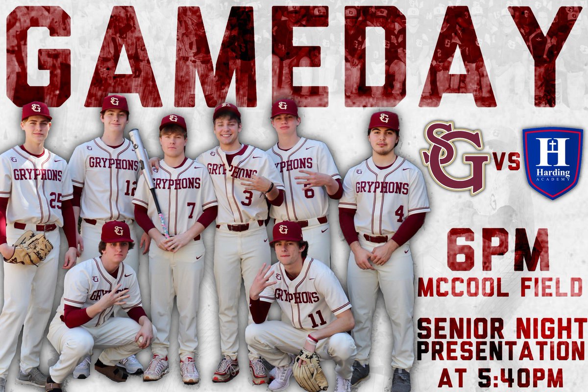 ⚾️GAMEDAY⚾️
DIV-II A REGION 6 WEST 

SENIOR NIGHT

🆚Harding Academy 
⌚️6:00pm
☁️62° at first pitch
🎟 GoFan
🏟McCool Field
💻📊GameChanger Classic App