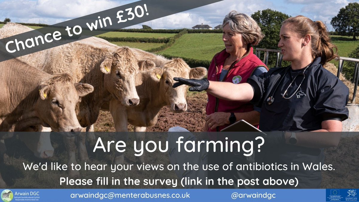 💥Your chance to win £30!💥

If you're farming in Wales, we'd like to hear your views on the use of antibiotics by filling a quick survey.

Follow the link 👉bit.ly/34R7LUo