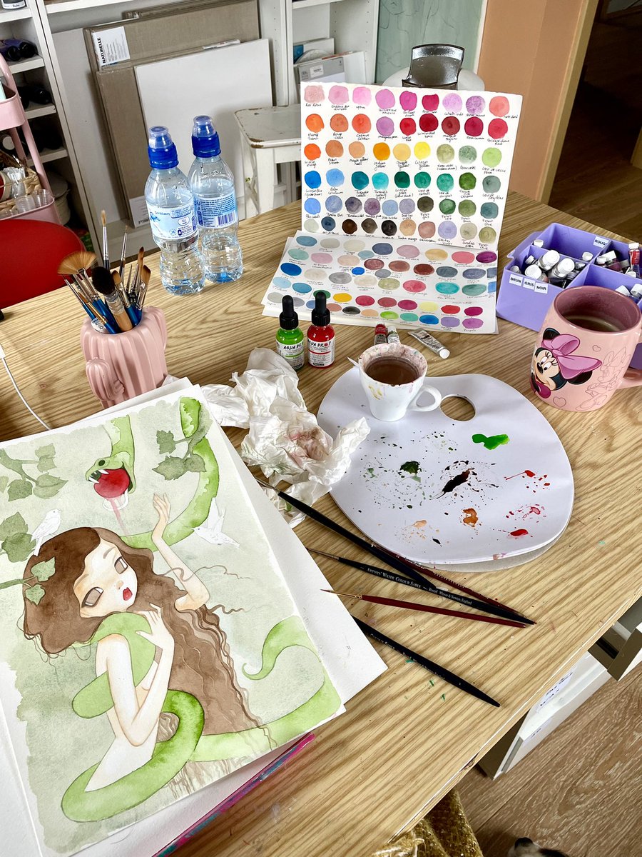 Sybileart's tweet photo. Good morning 🌞 #watercolor #studio #painting https://t.co/GnP6ssbhIK