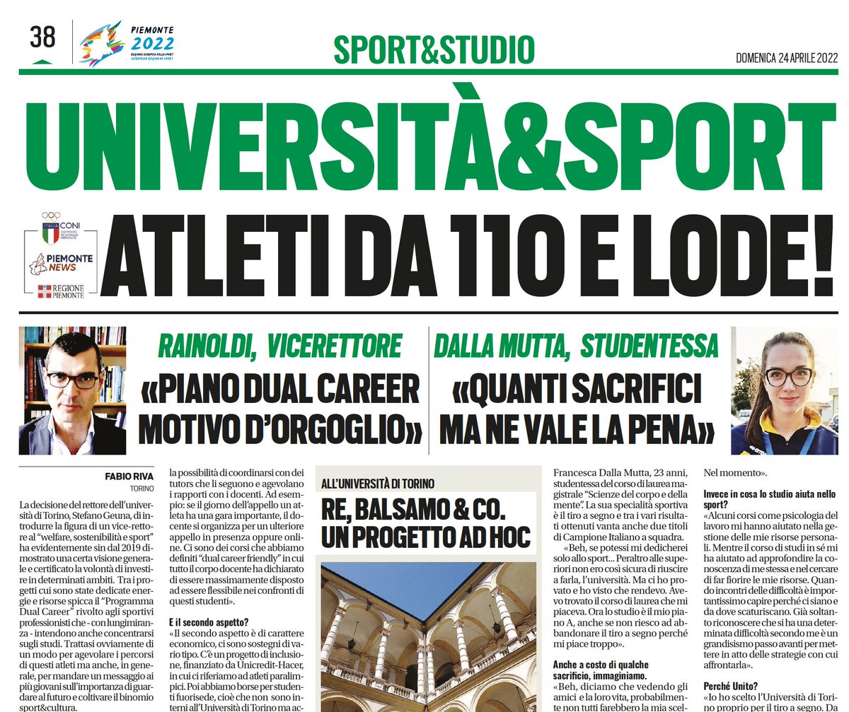 Interessantissimo approfondimento a cura di <a href="/arrivafabio/">fabio riva</a> su <a href="/tuttosport/">Tuttosport</a> sul programma Dual Career di <a href="/unito/">Università di Torino</a> rivolto a sportiv* professionist* che intendono anche concentrarsi sugli studi universitari 👏👏👏