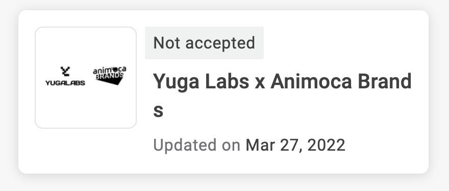 MagasClub's tweet photo. @OthersideMeta @otherside .. Not sure why mine was not accepted. Can anyone help? It did go through the application on 3/27. https://t.co/hgmOXbfXmt