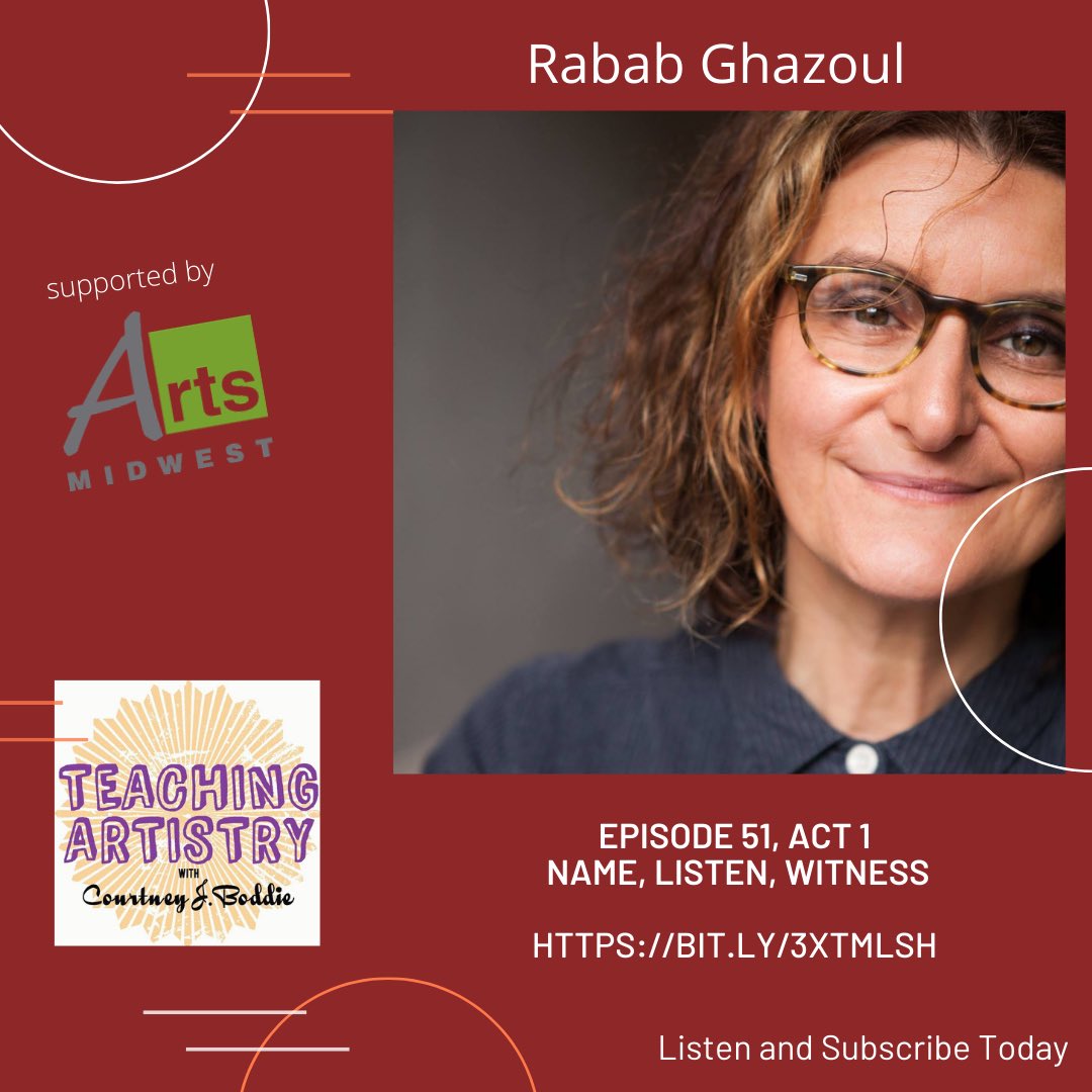TA_Artistry's tweet photo. New episode alert π¨- Episode 51, Act 1: Name, Listen, Witness, featuring the inspiring @RababGhazoul who discusses her work with the artist-run project @gentle_hq, which is laser-focused on decolonializing cultural practice.
https://t.co/VjkFVwmokz #podcast #podcasting https://t.co/ABHzsYY9PR