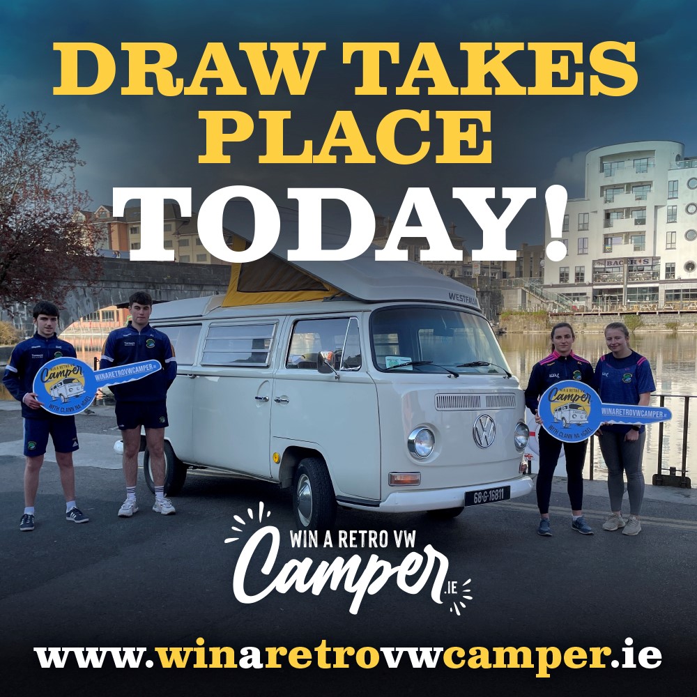 winavwcamper's tweet photo. 🚐 𝗗𝗥𝗔𝗪 𝗧𝗔𝗞𝗘𝗦 𝗣𝗟𝗔𝗖𝗘 𝗧𝗢𝗡𝗜𝗚𝗛𝗧! 🚐

Who will be the lucky winner? 🤩
Today's the day, our @ClannGAA #WinARetroVWCamper draw takes place this evening, Tuesday 26th April, at 𝟳:𝟯𝟬𝗽𝗺!

You can watch the draw live at 7:30pm here 👉🏻 https://t.co/gl1ua7nGds https://t.co/Qk87EFYTWr