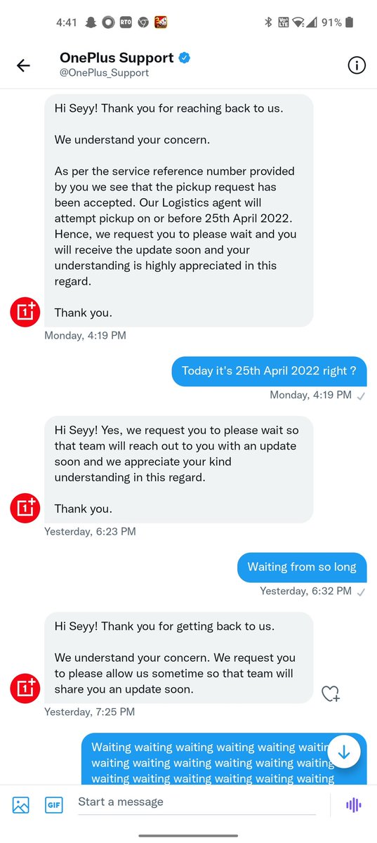 r_sey_radhaa's tweet image. They said 25th April!!! Do i consider for 2023 ? Or 2024 ? I never ever expected this type of service from OnePlus branded company. I choosed wrong one instead of #apple_13 feeling disgusting. I would never ever go for OnePlus in future #fake_oneplus #ban_oneplus 🤐😐😔😔