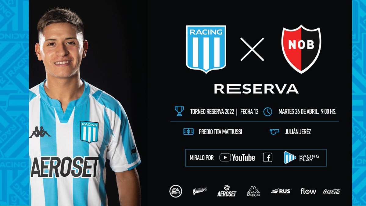 ¡Juega la Reserva y la miras en VIVO por #RacingPlay!

⚽ @racingclub 🆚 <a href="/Newells/">Newell’s Old Boys</a> 
⏱️ 9.00 

📲 racingplay.com.ar

#VamosRacing