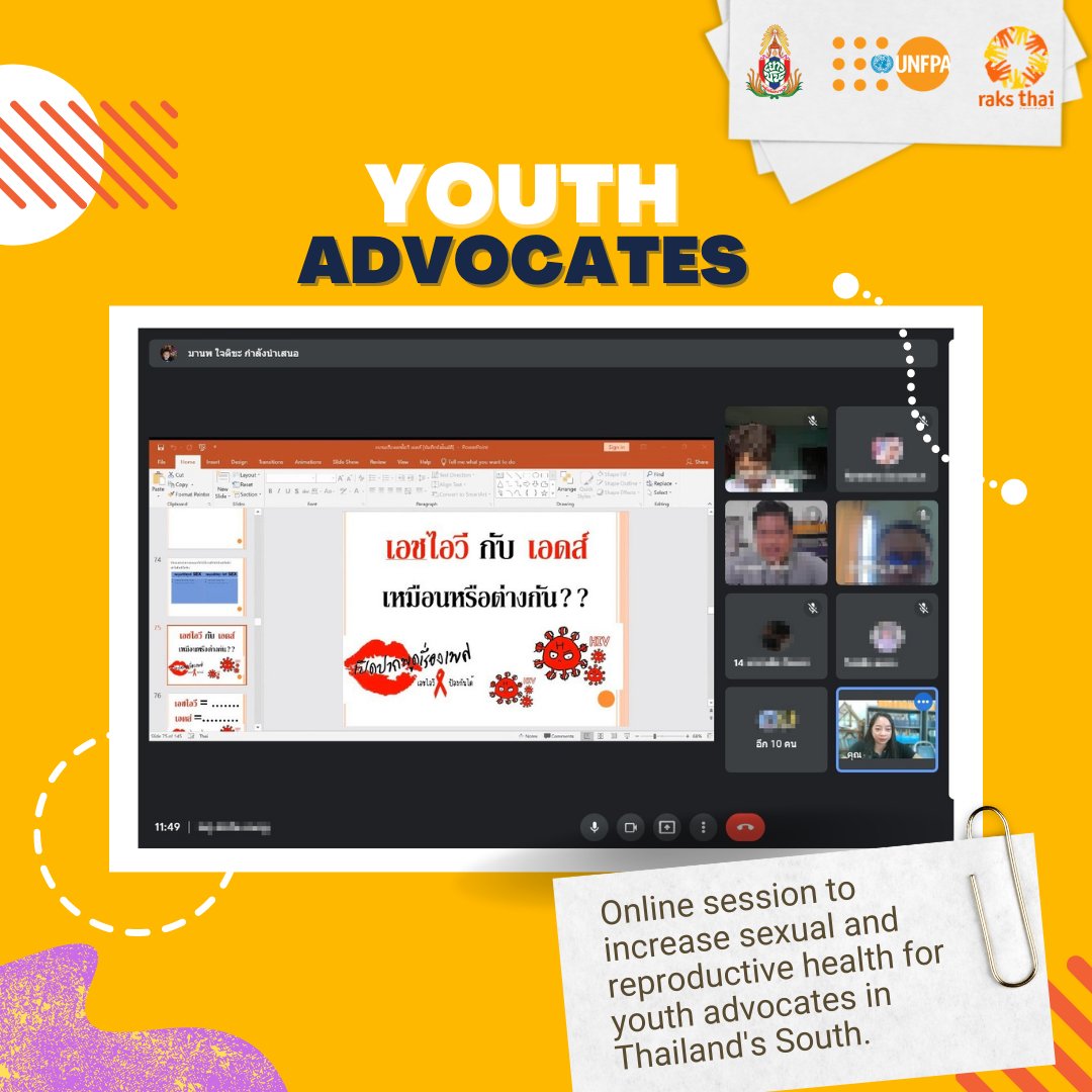 Unfpa_Thailand's tweet photo. UNFPA applauds #YoungAdvocates 👏from #VulnerableYouth groups incld. #YouthwithDisabilities for their advocacy activities during the COVID-19 pandemic with their communities, policymakers and their peers.
Rights to sexual & reproductive health▶️crucial for #PotentialDevelopment https://t.co/SQdtdgnaFN