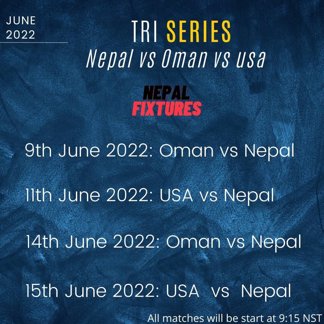 Another good news to Nepali cricket. Nepal is playing tri series against Oman and USA. #CricketTwitter #can #liveupdate24_7