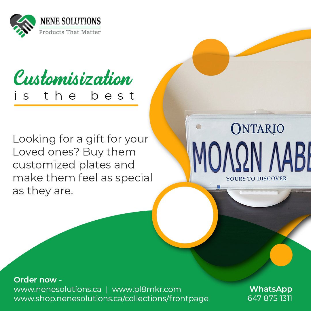 ^Customisization is the best^

Looking for a gift for your Loved ones? Buy them customized plates and make them feel as special as they are.
shop.nenesolutions.ca/collections/fr…  
WhatsApp - 647 875 1311
nenesolutions.ca  
pl8mkr.com   

#customplates #justmarried #Toronto