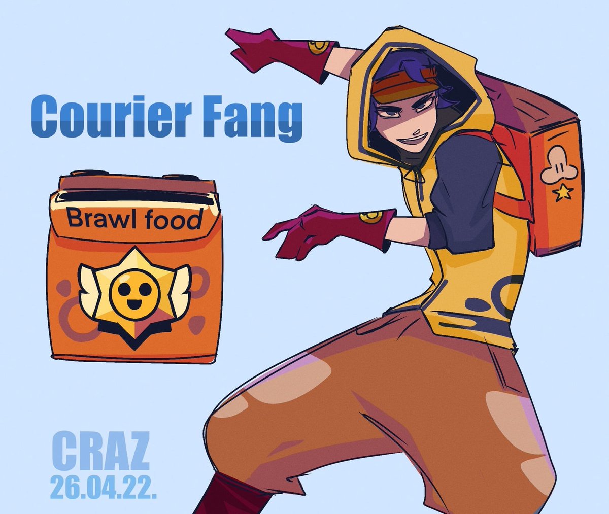 crazZnya's tweet photo. Fear the courier Fang🥞🦐🥐

#fang #BrawlStars #art #BrawlStarsArt https://t.co/vz8eFu6QK5