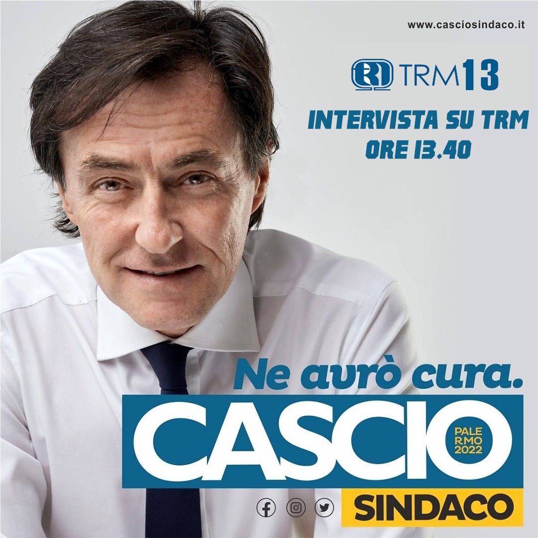 f_cascio's tweet photo. Vi aspetto oggi alle 13:30 in diretta per la mia intervista durante il TG di @TRMweb, Canale 13.
#palermo #vivopalermo #palermo2022 #comunali2022 #cascio #casciosindaco #forzaitalia @ConBerlusconi https://t.co/QkZg1KV0Kd