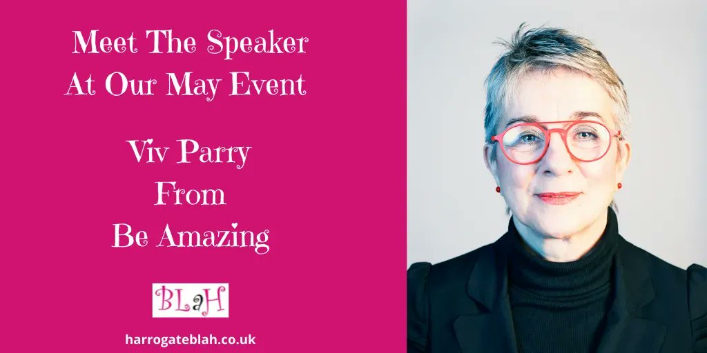 MAY'S EVENT - BOOK NOW!
The fab Viv Parry from <a href="/BeAmazingUK/">Be Amazing Ltd</a> will be talking to us on Fri 6th May 22 at <a href="/Will_and_Vics/">William & Victoria</a>.  A business leader on a mission to inspire &amp; enable personal growth of others through coaching, mentoring &amp; listening. Book buff.ly/37Iwb3Z
#harrogate