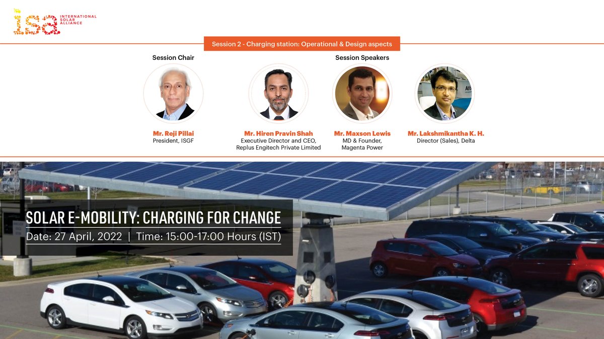 isolaralliance's tweet photo. Session on Charging station: Operational & Design aspects
Webinar: Solar E-mobility : Charging for Change
Date: 27/4
Time: 15:00 HRS (IST)
Register Now: https://t.co/gCARyGowPY https://t.co/PrWoy70Yec