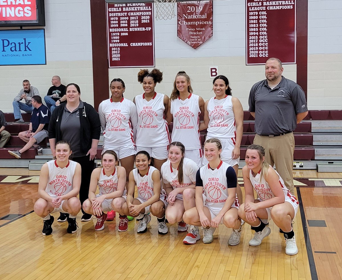 Breezie Williams being cheered on by her teammates Jordan &amp; Katie who were in attendance as she represented GlenOak in the North vs South High School basketball game at Newark High School on April 22. North won 98-76.
Way to go Breezie🦅🏀