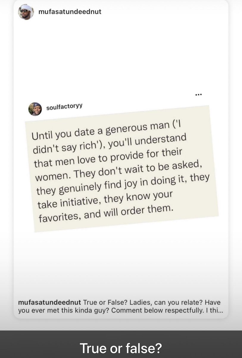 True or false ? 
#wherearethegoodnigerianmen