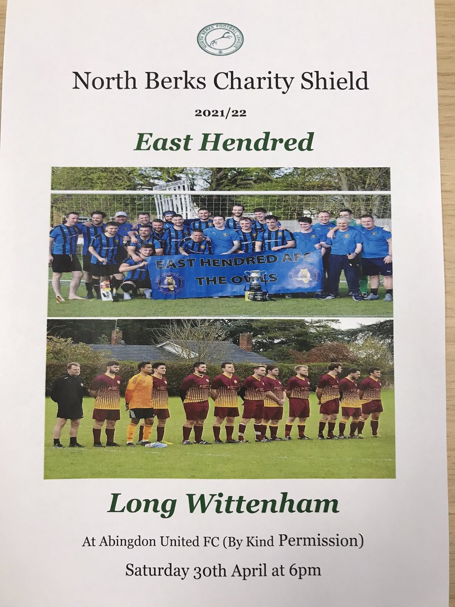 NorthBerks's tweet photo. Next Up is the North Berks Charity Shield Final at Abingdon United KO 6pm this Saturday @EastHendredAFC1 @LongWittenhamFC https://t.co/Ysj1LNYtcX