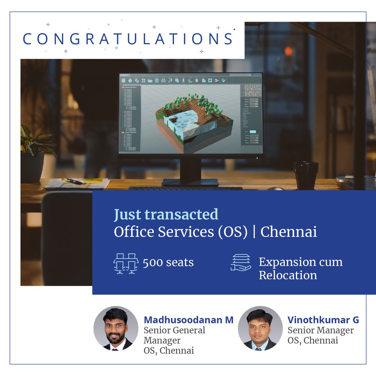 colliers_ind's tweet photo. #JustTransacted| Congratulations to the #Chennai office services team for successfully transacting a 500-seater office for our client.
Kudos to Madhusoodanan M and Vinodhkumar G for securing this deal.
Learn more ➡️https://t.co/LUexpTeYp4
#ColliersIndia #clientsuccess https://t.co/BFHqOt4k2q