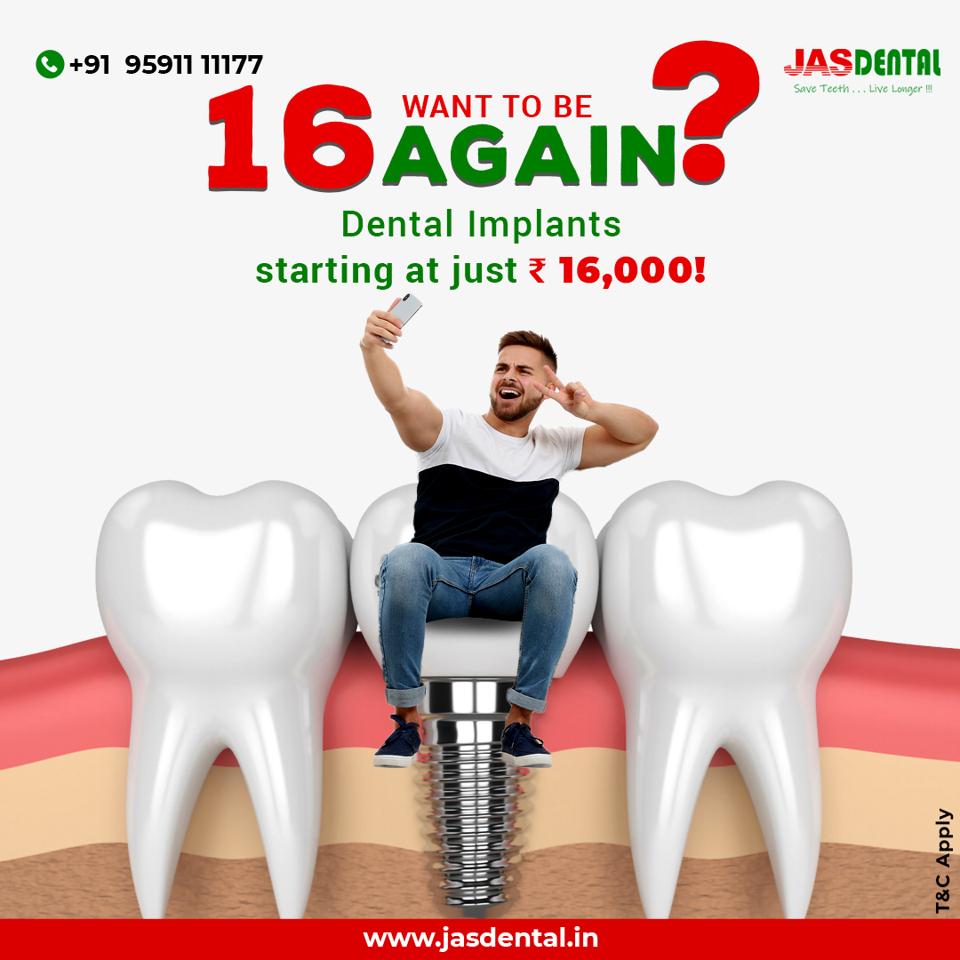 Want to be 16 again?  Dental Implants now starting at just ₹16,000! 
T&C apply

#DentalImplants #Dental #Smilemakeover #DentalImplantBangalore #Bangalore #NammaBengaluru #Bangaloredentist #JasDental #JasDentalBangalore #JasDentalHyderabad