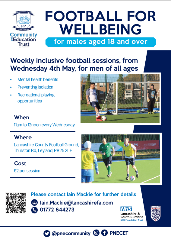 Community Prevention and Engagement Team (@lscft_cpet) on Twitter photo We are delighted to be supporting Football For Wellbeing with <a href="/pnecommunity/">Preston North End Community and Education Trust</a> <a href="/LancashireFA/">Lancashire FA</a> to help tackle isolation and improve wellbeing. Watch this space for further updates on the Football For Wellbeing offer moving forward #rehab #community We are delighted to be supporting Football For Wellbeing with <a href="/pnecommunity/">Preston North End Community and Education Trust</a> <a href="/LancashireFA/">Lancashire FA</a> to help tackle isolation and improve wellbeing. Watch this space for further updates on the Football For Wellbeing offer moving forward #rehab #community