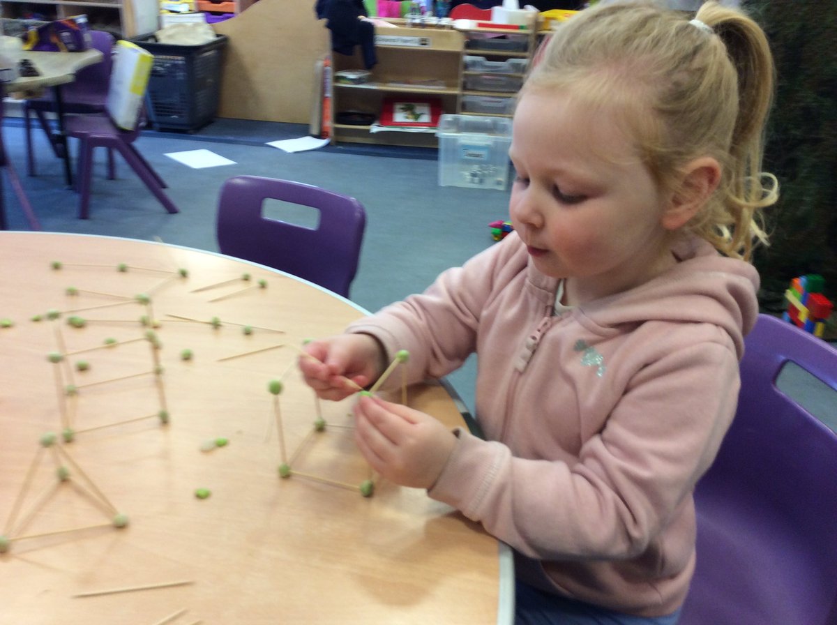 StCuthNursery's tweet photo. As part of our stem week we have been constructing models using different materials . The children have made some fantastic creations from one of Froebel’s occupations using peas and cocktail sticks.#STEM #Frobeltrust #elcearlylearn https://t.co/18uU5yheVI