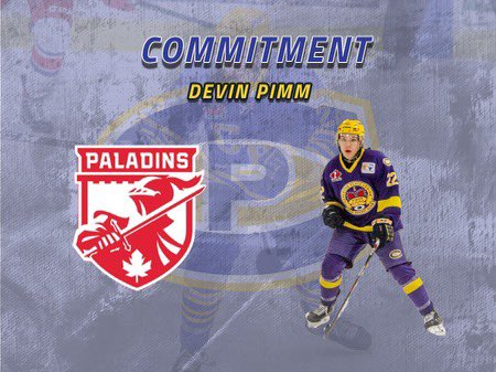 CPCANADIANS's tweet photo. COMMITMENT! We are incredibly proud to announce 01 Devin Pimm has chosen to continue his education and hockey with @RMCMensHockey of @USPORTSca . He joins teammate Isaac Pascoal who committed to RMC last week. Congrats and best of luck Devin! https://t.co/CUkBfKniDC