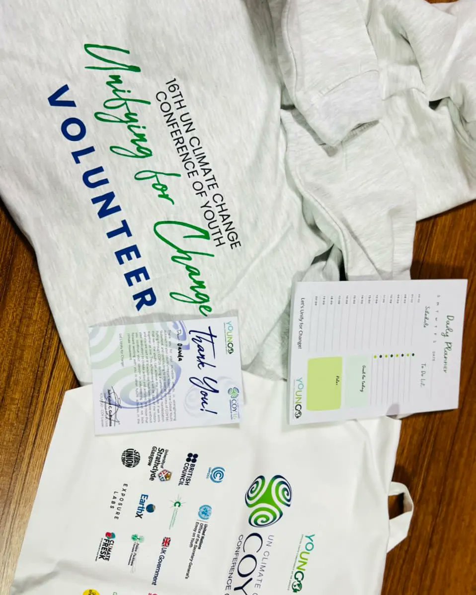 iamdawdacham's tweet photo. This morning, I received a gift from the @coy16glasgow in appreciation of my contribution [as Volunteer &amp; CC for 🇬🇲] to the success of The 16th UN Conference of Youth held in Glasgow in October 2021.

🔗 https://t.co/uducAySylP

#ClimateAction
#COY16Volunteer
#UnifyingForChange https://t.co/TmmONGVdub