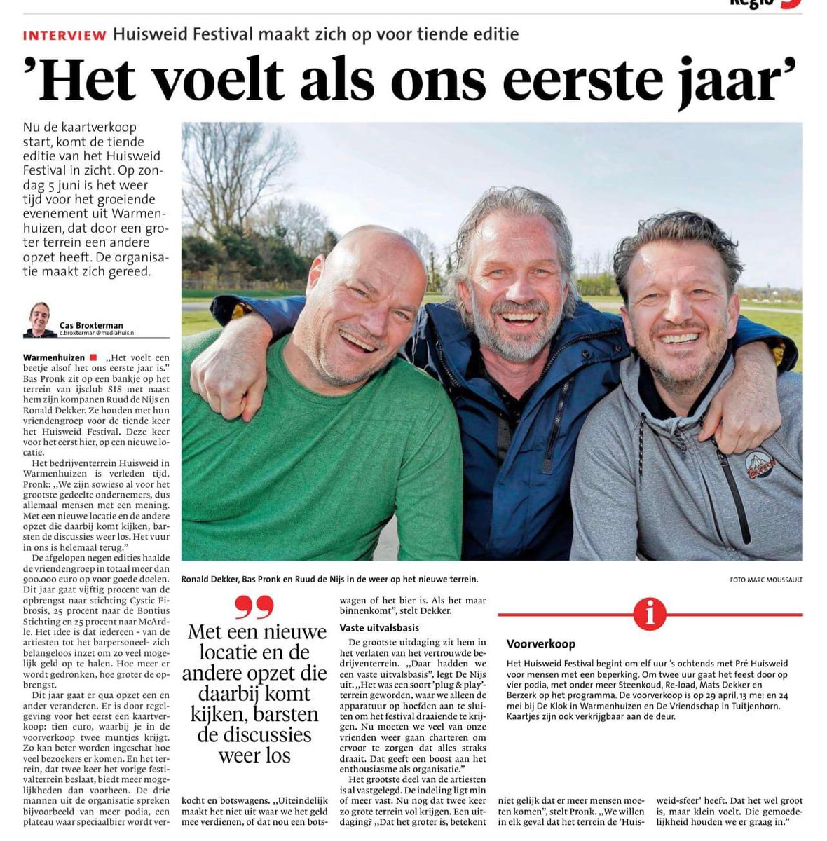 Huisweid kaartverkoop!!
A € 10,00 waarbij je in de voorverkoop 2 muntjes krijgt (kinderen t/m 12 jr gratis). Voorverkoop op 29 april, 13 en 24 mei van 19 tot 22 uur bij de Klok Warmenhuizen en de Vriendschap Tuitjenhorn. Uiteraard zijn de kaarten ook verkrijgbaar aan de deur.