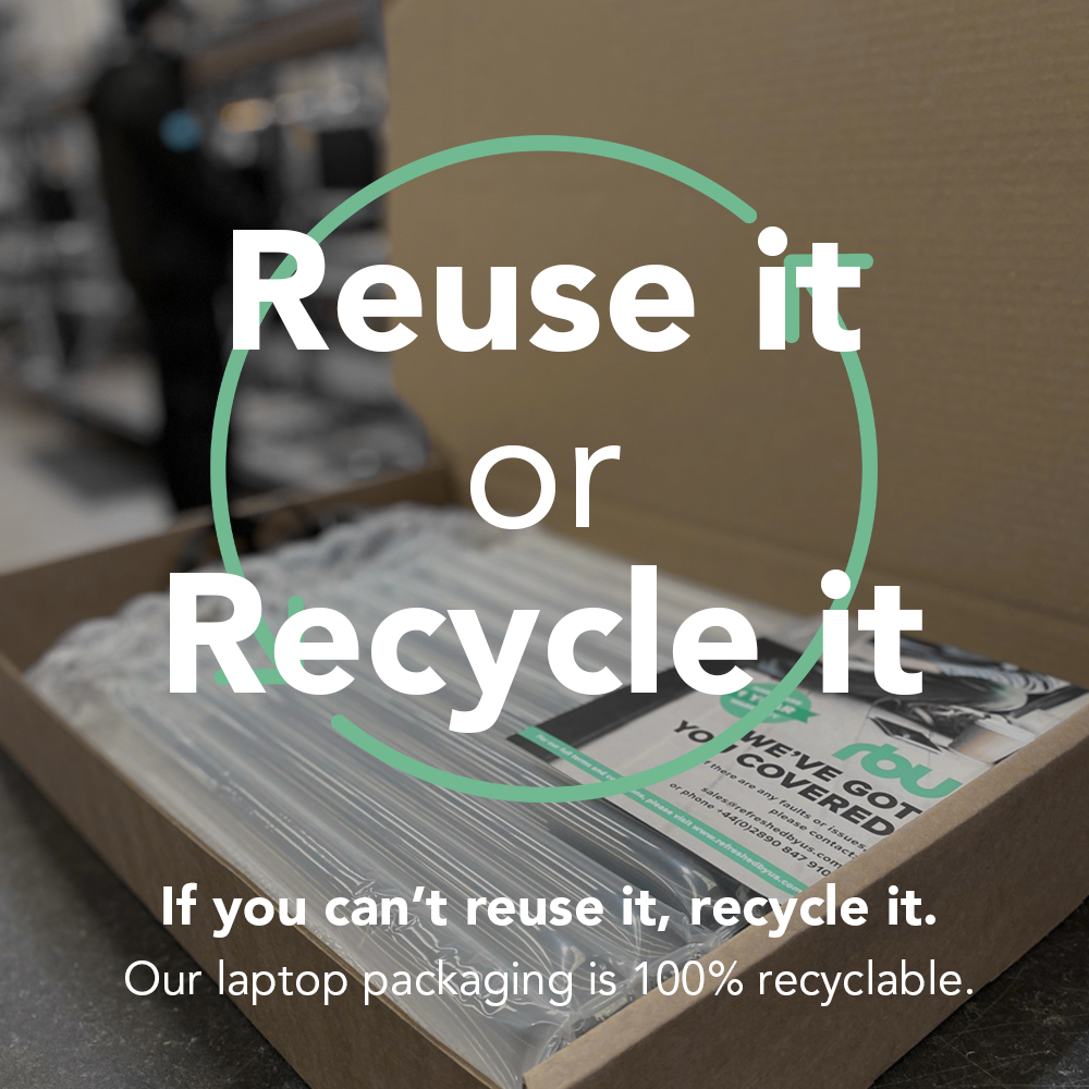 RefreshedByUs's tweet photo. You've already saved one laptop from landfill, so make sure you either reuse, or recycle our packaging too! ♻️

#savetheplanet #doyourbit #ecowarrior #sustainable #ecofriendly #reduce #reuse #recycle https://t.co/up4mvZJtDt