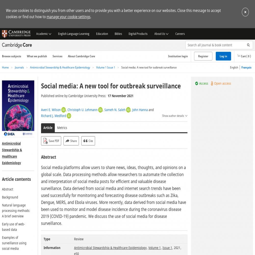 Social media: A new tool for outbreak surveillance hcsm.io/3l0vjv6 #hcsmR