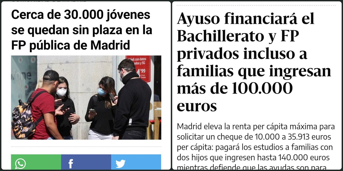 CapitanApio's tweet photo. Primero deja a 30.000 jóvenes sin plaza en la pública y después financia a los ricos de la privada.

Enhorabuena a los obreritos que votaron a Ayuso. https://t.co/ObxNQRA4tZ